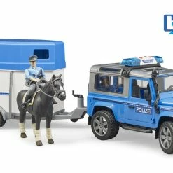 BR1:16 Land Rover Defender Police Vehicle W/ Horse Trailer