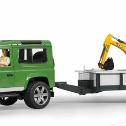 Bruder Land Rover Defender With Trailer JCB Micro Excavator
