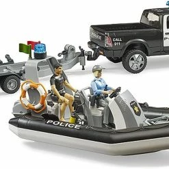 Bruder RAM 2500 Police Pickup With Light & Sound, Trailer And Boat