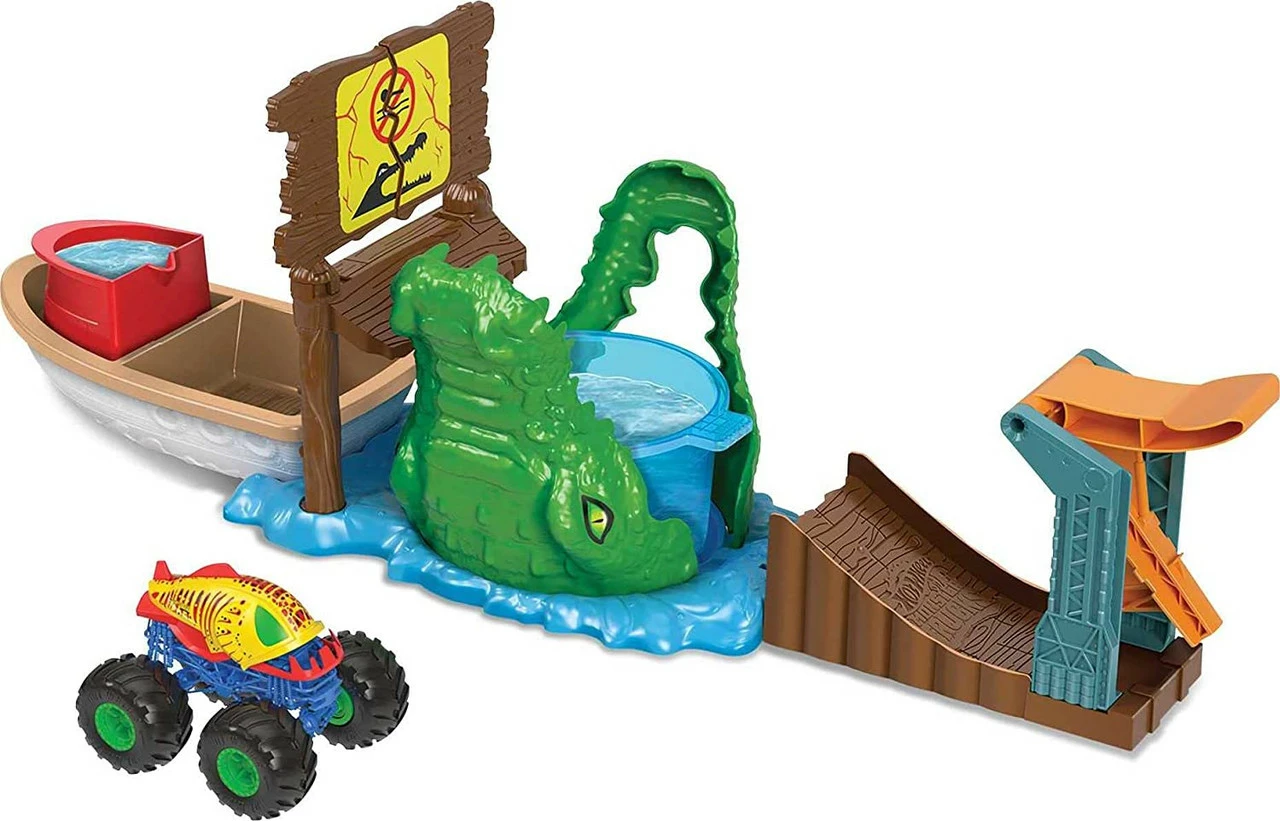 Hot Wheels Monster Trucks Swamp Chomp Playset 3 Hot Wheels Monster Trucks Swamp Chomp Playset