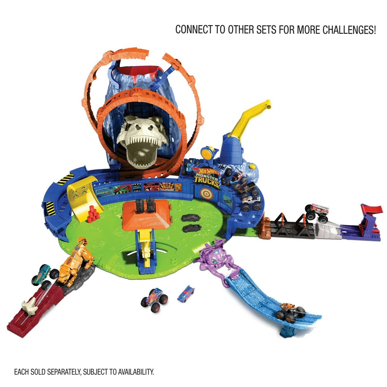 Hot Wheels Monster Trucks T-Rex Volcano Arena Playset 8 Hot Wheels Monster Trucks T-Rex Volcano Arena Playset - Image 7