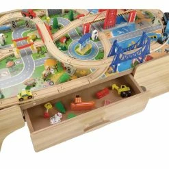 WONDER CO 100 Piece City Train Set With Table -Majorette Shop TL98054 DeluxeRailwaySetTable Label 2 31474.1608099986